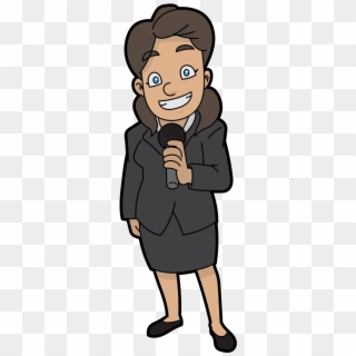 A Happy Cartoon Woman Doing A Business Talk - Cartoon Clipart
