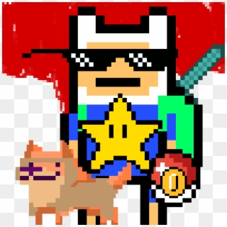 Mlg Finn And Pet Doge With Blood Background - Cartoon Clipart