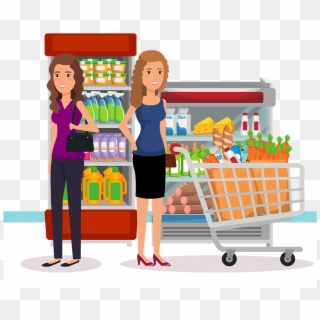 Grocery Shopping Woman Merchandise Supermarket - Shoppers Grocery Clipart