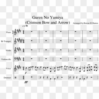Guren No Yumiya - Sheet Music Clipart