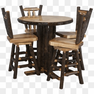 Hickory Log Pub Table - Chair Clipart