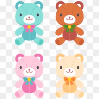 Stuffed Bears 4 Colors Free Png And Vector - Cartoon Clipart