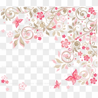 Pink Flower Border - Pink Floral Background Png Clipart
