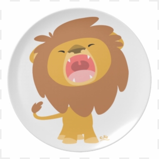 Cute Cartoon Roaring Lion Plate - Roaring Lion Drawing Cute Clipart