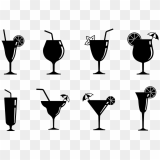 Cocktail Clipart Mocktail - Juice Glass Clipart Black And White - Png Download