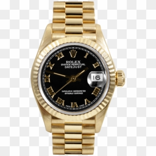 Gold Rolex Watches - Silver Watch Black Face Womens Clipart
