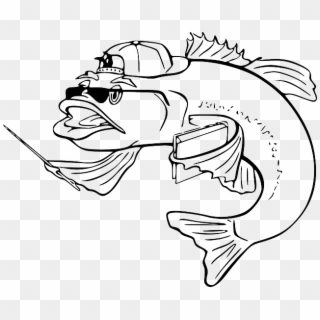 Black, Teacher, Outline, White, Cartoon, Bass, Fish - Fish Clip Art - Png Download