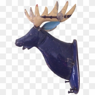 Rustic Blue Metal Moose Head Wall Mount On Chairish - Reindeer Clipart