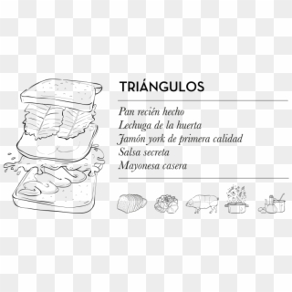 Triángulos, Los Sandwiches Del Bar Eme De Bilbao Famosos - Line Art Clipart
