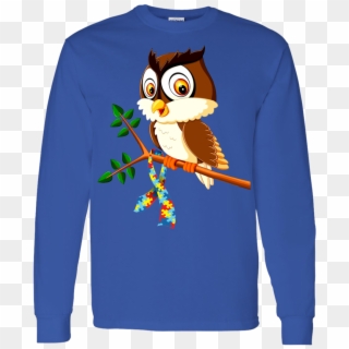Owl Autism G540 Gildan Ls T Shirt - Cartoon Clipart