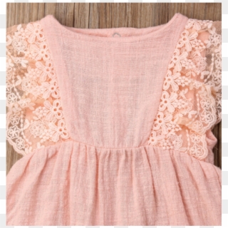 2 Piece Baby Lace Trimmed Pink Romper With Headband - Crochet Clipart