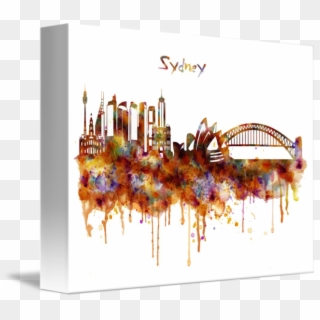 "san Francisco Watercolor Skyline " By Marian Voicu, - Sydney Skyline Painting Black And White Clipart