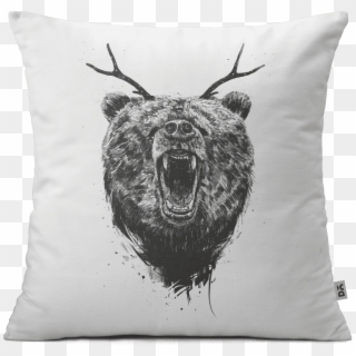 Dailyobjects Angry Bear With Antlers 12" Cushion Cover - Bear With Antlers Clipart