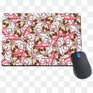 Pink Milk Puglie Pile Mousepad - Cartoon Clipart