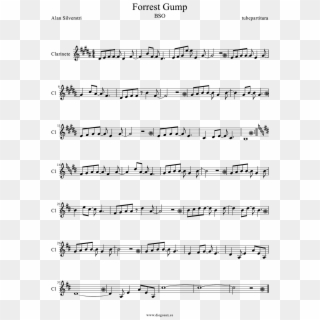 Forrest Gump Music Score For Clarinet By Alan Silvestri - Blue Bossa Dexter Gordon Solo Clipart