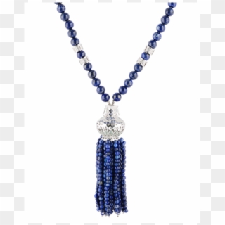 Mirco-pavé And Lapis Lazuli Bead Necklace - Necklace Clipart