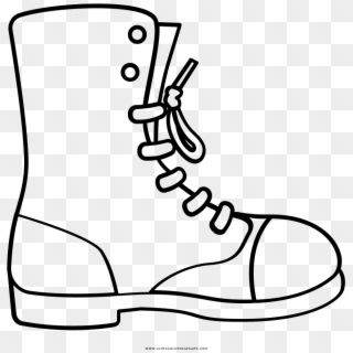 Combat Boot Coloring Page - Boot Clipart Black And White - Png Download