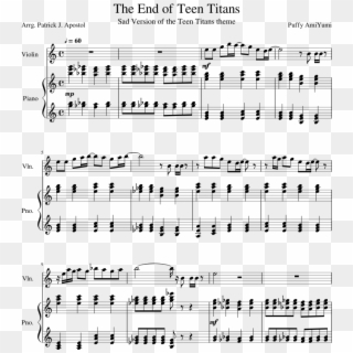 The End Of Teen Titans - Sheet Music Clipart
