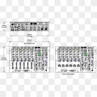 Ff6000 Dj Mixer Technical Drawing - Sound Mixer Dimension Clipart