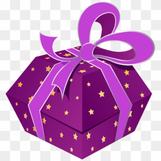 Purple Gift Box With Stars Png Clipart - Clip Art Transparent Png
