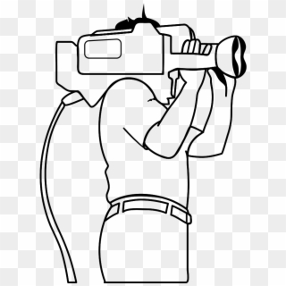 Camera Operator Silhouette Drawing - Cameraman Clipart Black And White - Png Download