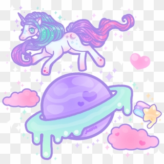 Cute Pastel Unicorn Space Goth Pastelgoth Stars Planets - Unicorn Pastel Png Clipart