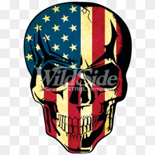American Flag Skull - Usa Flag Skull Png Clipart