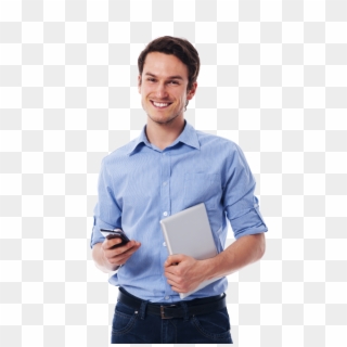 Happy Men Transparent Background Png - Man Using Smartphone Png Clipart