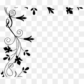 Original - Floral Black And White Border Png Clipart