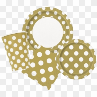 8 50th Anniversary Gold Dots Paper Plates , Png Download - Circle Polka Dot Border Clipart