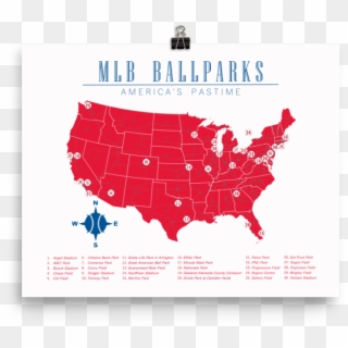 Mlb Ballparks Map List Poster Chicago Cubs Colors - Estados Democratas Y Republicanos 2018 Clipart