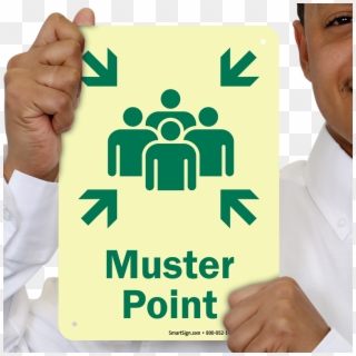 Muster Point Glow In The Dark Emergency Exit Sign - Assembly Point Sign Board Clipart