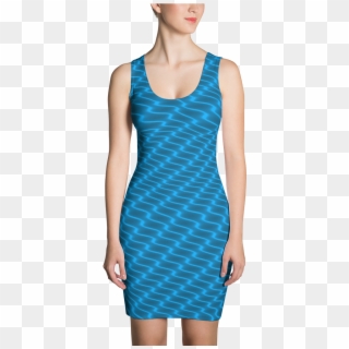 Neon Wavy Lines Turquoise Dress Clipart
