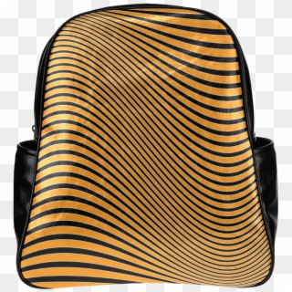 Orange And Black Wavy Lines Multi-pockets Backpack - Handbag Clipart