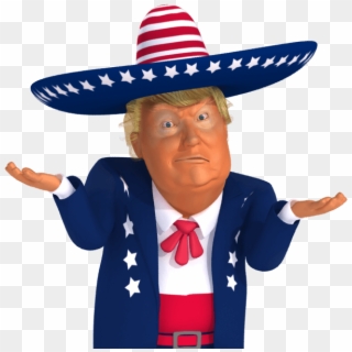 #trumpstickers Shoulder Shrug 3d Mexican Trump Caricature - Trump Laughing At Mexicans Clipart