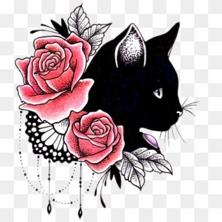 Tiger Tattoos Clipart Rose - Cat And Rose Tattoo - Png Download