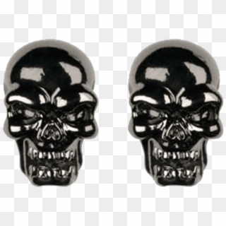 Black Skull Head Stud Earrings - Skull Clipart