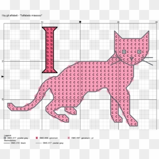 Cat Silhouette Alphabet Cross Stitch Pattern Alfabeto - Squitten Clipart