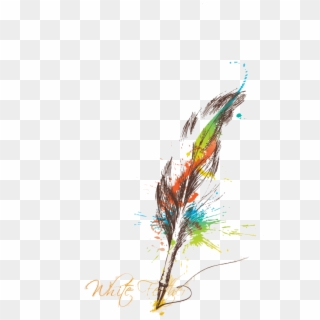 Irregular Color Feathers Paper Ink Feather Quill Clipart - Feather Pen Watercolour Tattoo - Png Download