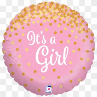 Glittering It's A Girk Foil Balloon - It's A Girl Balloon Pink And Gold Clipart