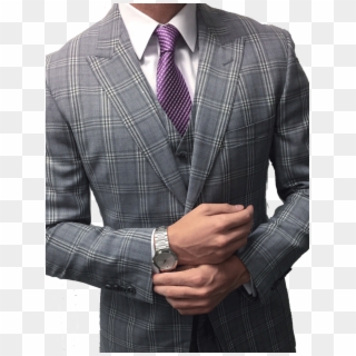 Gray And Purple Window Pane Three Piece Suit Ballers - Grey Suit With Purple Clipart