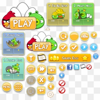 Angrybirdsbuttons - Angry Birds Play Button Clipart