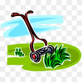 Vector Illustration Of Yard Work Push Lawn Mower Cuts - Lawn Mower And Grass Clipart - Png Download
