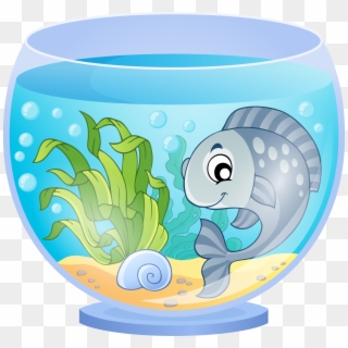 Fish With Graduation Cap Clipart - Fish In Aquarium Cartoon - Png Download
