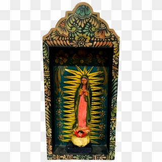 Religious Nicho Wooden Carved Virgen De Guadalupe Tin - Carving Clipart