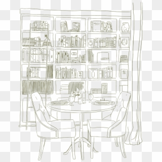 Green Library Drawing - Kitchen & Dining Room Table Clipart