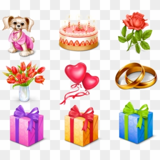 Free Gift Icons - Birthday Gift Pack Png Clipart