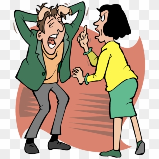 Siblings Fighting Png Transparent - Husband Wife Fight Cartoon Clipart