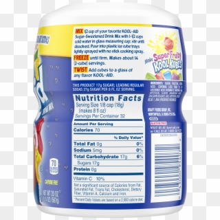 Kool-aid Twists Drink Mix, Ice Blue Raspberry Lemonade, - Nutrition Facts Clipart
