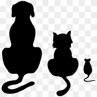 Banner Cat And Dog Silhouette Clipart - Dog Cat Mouse Silhouette - Png Download